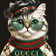 Cat in Gucci CUCCI icon symbol